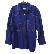 Western Welder Shirt Mens XXL Blue Snap Western Logo Utility Work Outdoor