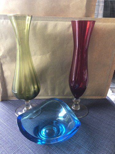 Vintage glass bud vases on - vintage,