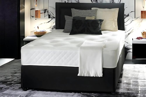 New black leather divan bed - black,