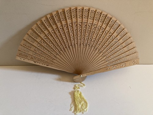 Vintage fan pierced wooden - fan,