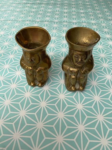 Pair brass toby jugs - brass,