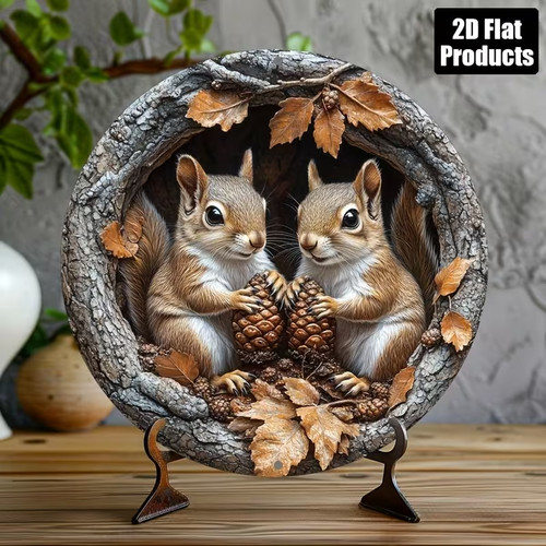 Squirrel garden plaque - squirrel, metal