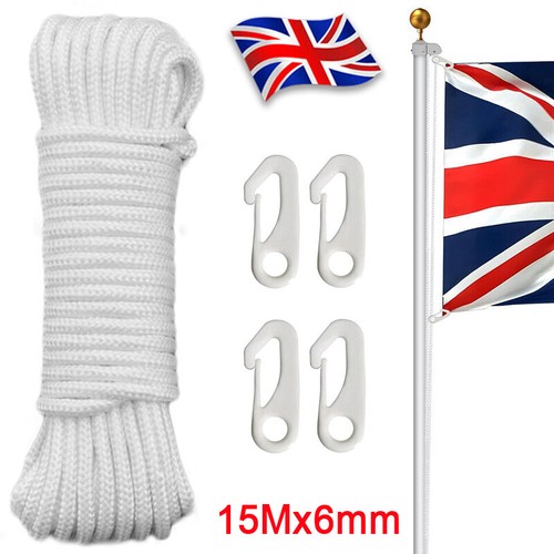 50ft 6mm white - white, flagpole