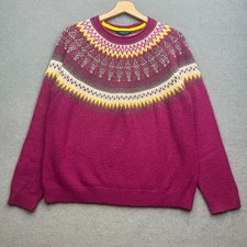 WEIRD FISH Jumper Women UK 14 Knit Fairisle Nordic Scandi Yoke Icelandic Festive