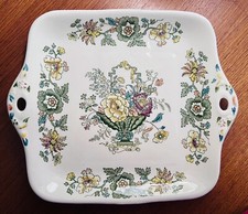 Vintage English Mason's Strathmore Cake Plate With Hand Painted Handles
