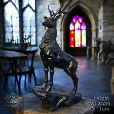Stag on Plinth Deer Ornament Figure Sculpture, Vintage Style Deep Rich Colour