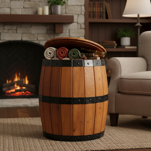 Wooden barrel stool rustic - barrel,