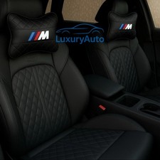 Premium Quilted BMW M Sport Neck Pillow | Headrest Support | Black | BMW M Logo