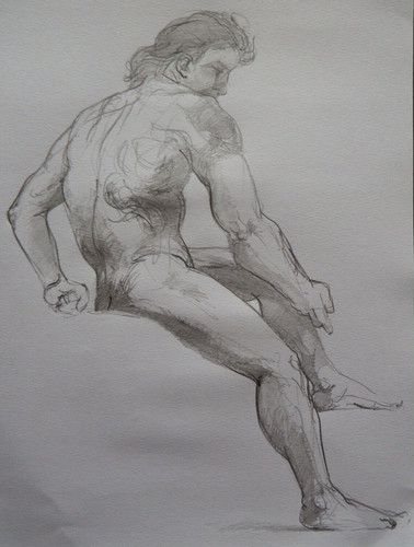 Male nude pencil drawing - nude,