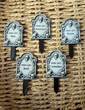 Personalised Gothic Gravestone Herb Plant Garden Stakes Labels 
