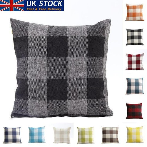 Check cushion cover linen - uk,