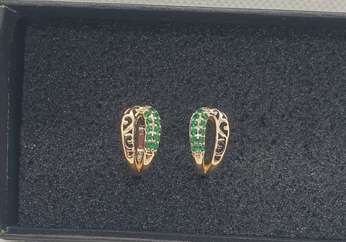 Trendy emerald hoop earrings - hoop,