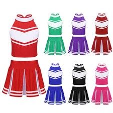 UK Girls Cheer Costume Team Uniform School Cheerleading Fancy Dress Outfits