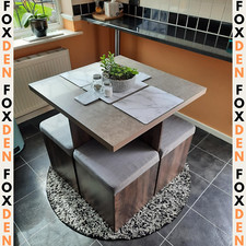 Space Saving Dining Table Chairs Set Small Stools Compact Kitchen Breakfast Bar