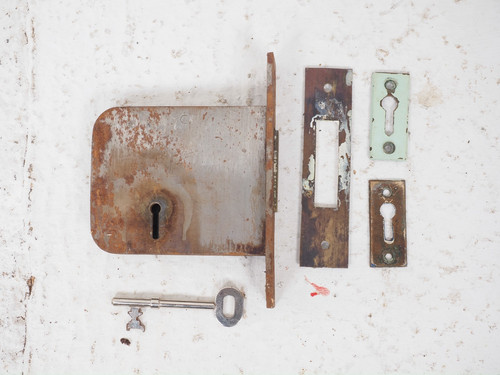 Genuine victorian rim lock - victorian, &