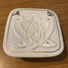 Belleek shamrock trinket box lidded clover belleek pottery china Ireland lucky
