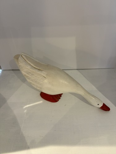 Vintage wooden goose white - wooden,