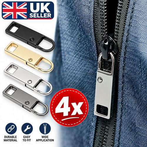 Zipper puller repair metal - 4x,