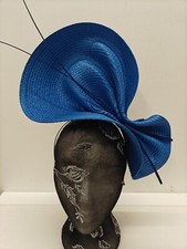 blue large straw fascinator