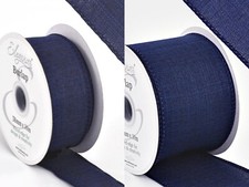 Navy Blue Wired edge Burlap Hessian Ribbon 38mm or 63mm