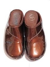 ! Fitflop Gogh Slip on clog mules patent leather Brown Copper Size 7
