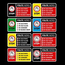 Stop Cold Calling Door Sticker - No Canvassers Callers Sign