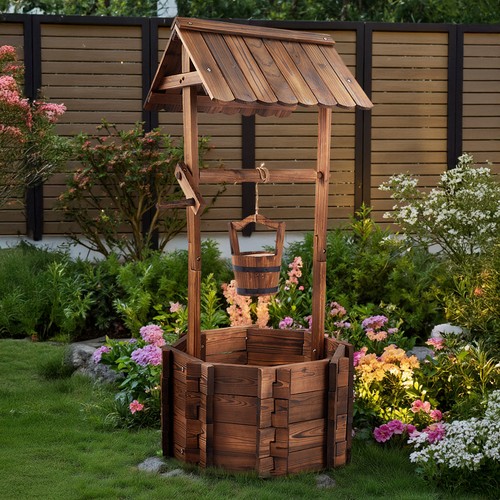 Outdoor wooden planter - outdoor, wishing