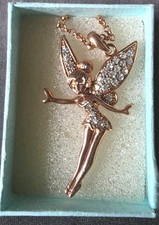 Fairy Pendant Necklace 18k Rose Gold Plated with Swarovski Elements Accents New