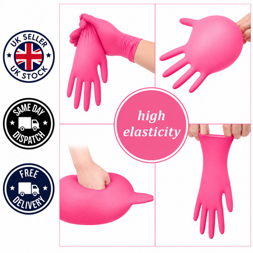 Nitrile gloves pink disposable - pink,