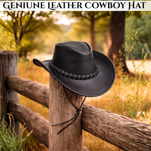 Real leather cowboy hat mens - leather,