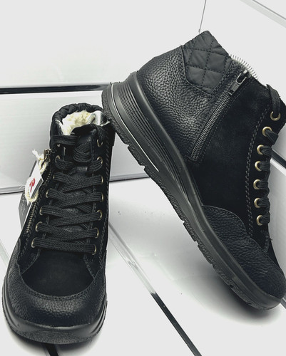 Rieker black quilted - black, cuff