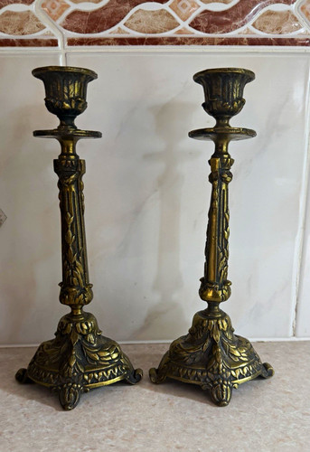 Pair ornate brass - ornate,
