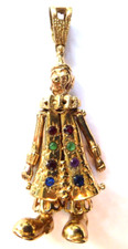 solid 9ct Gold Clown Pendant