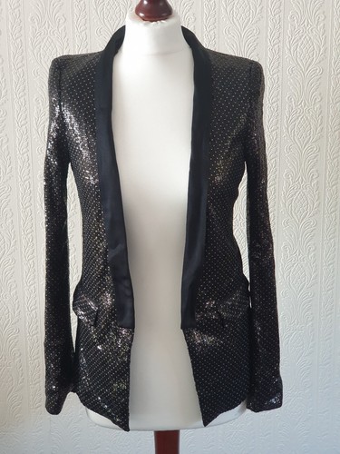 Zara black gold sequin blazer - gold,