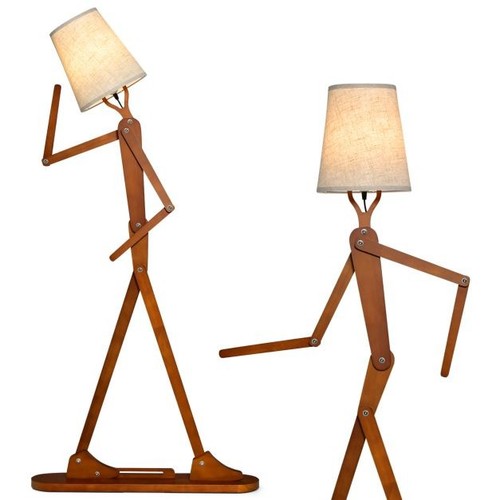 Adjustable wooden floor lamp - adjustable,