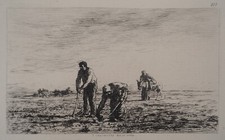 Leon Lhermitte: Harvest of Potatoes, Engraving Signed, Durand Ruel, 1873