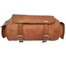 Handmade Genuine Leather Motorcycle Tool Bag Retro Front Fork Saddle Pouch