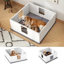 Whelping Box for Dogs with Whelping Pad, Adjustable Entrance