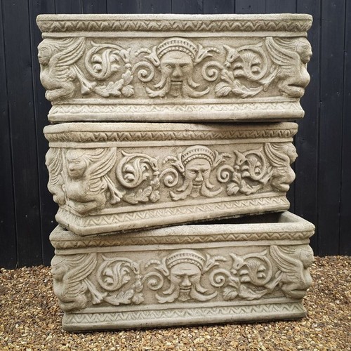 Pair nettuno stone troughs - stone,