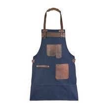 Canvas Apron with Real Leather Poacket Butcher Apron - Cook Apron - BBQ Apron 
