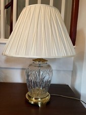  2 Stunning Waterford Ballylee crystal table lamps with gold brass base . 