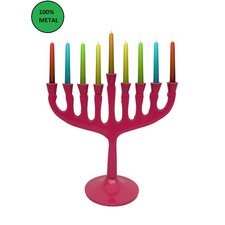 Vintage 9 Branch Pink Menorah Chanukiah  Decorative Judaica for Shabbat