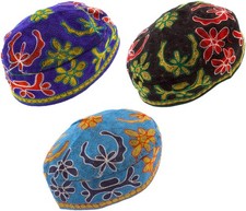 Rimmon Judaica Cotton Buchari Kippah with Embroidery Jewish Bukharian Hat