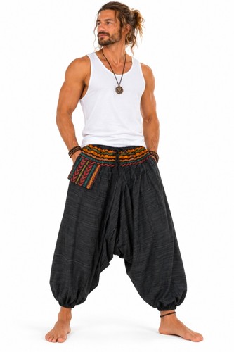 Men cotton harem pants black - men's,