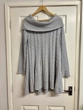 PHASE EIGHT Light Blue Cable Knit Jumper Off Shoulder Cowl Alpaca Blend UK 12
