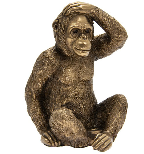 Sitting monkey statue bronze - monkey,