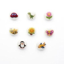 5 x Picture Buttons White