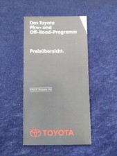 Toyota Price List 12.1990 Starlet Corolla Carina Camry MR2 Celica Supra Hilux