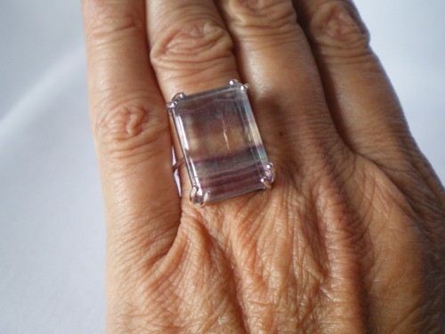 Zebra fluorite ring - zebra, size