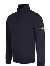 STONE ISLAND 6100619 HALF ZIP SWEATSHIRT- NAVY- SZ LARGE
